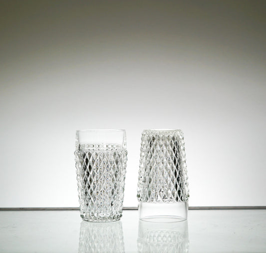 Textured Glass Set of 2, Vintage Glassware Set, Water Glasses, Iced Tea Glasses
