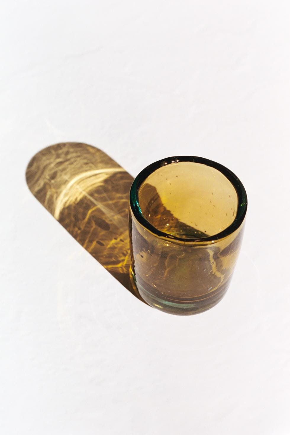 Amber & Aqua Recycled Glass Mini Tumbler – Hand Blown Drinking Glass, Sold Individually