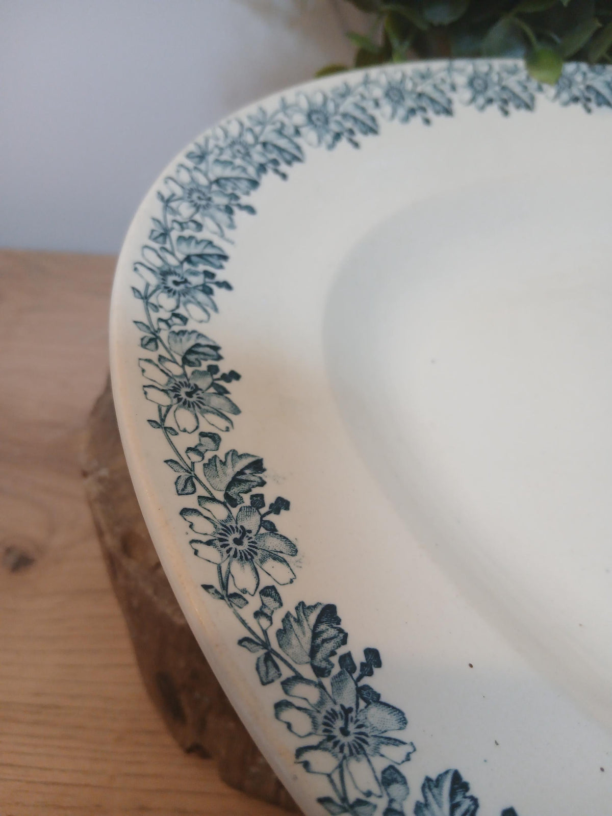 Vintage French Terre de Fer Serving Platter, Floral Pattern, Ironstone