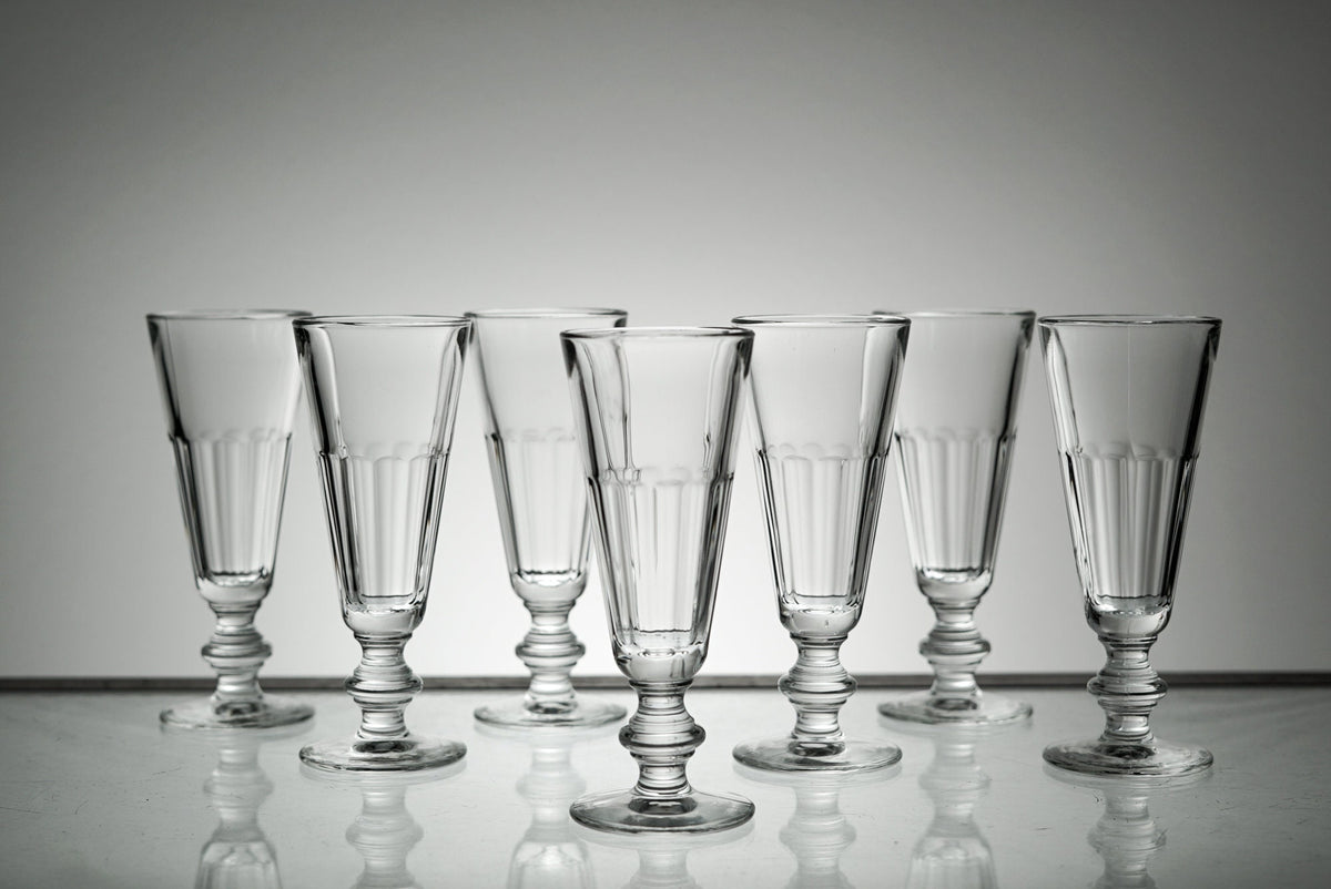 Vintage Glass Set Champagne Flute Glassware Set of 7