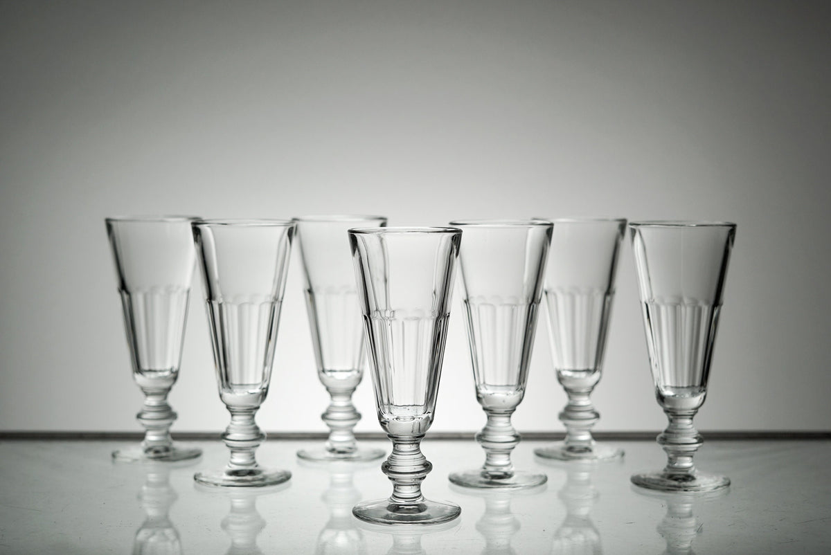 Vintage Glass Set Champagne Flute Glassware Set of 7
