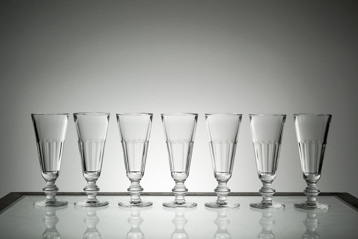 Vintage Glass Set Champagne Flute Glassware Set of 7