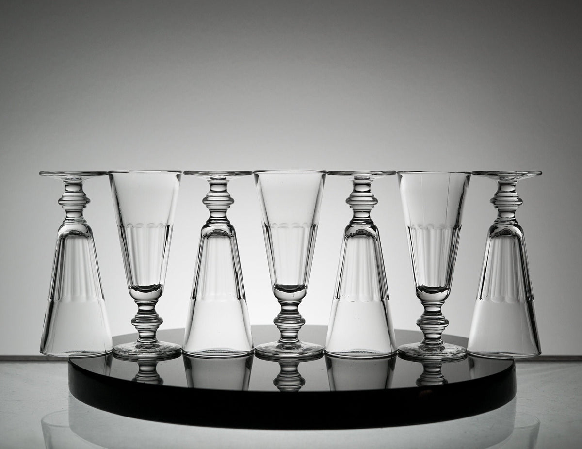Vintage Glass Set Champagne Flute Glassware Set of 7