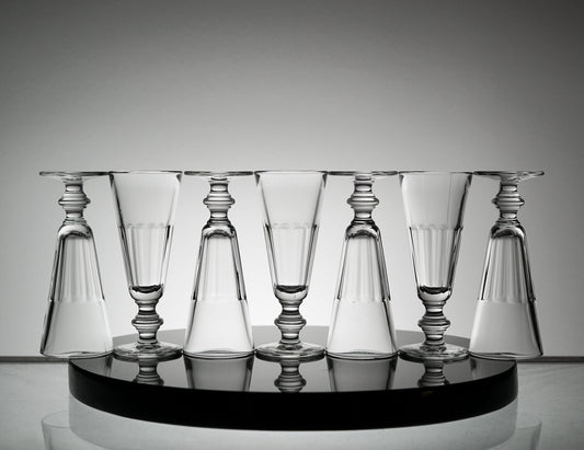 Vintage Glass Set Champagne Flute Glassware Set of 7