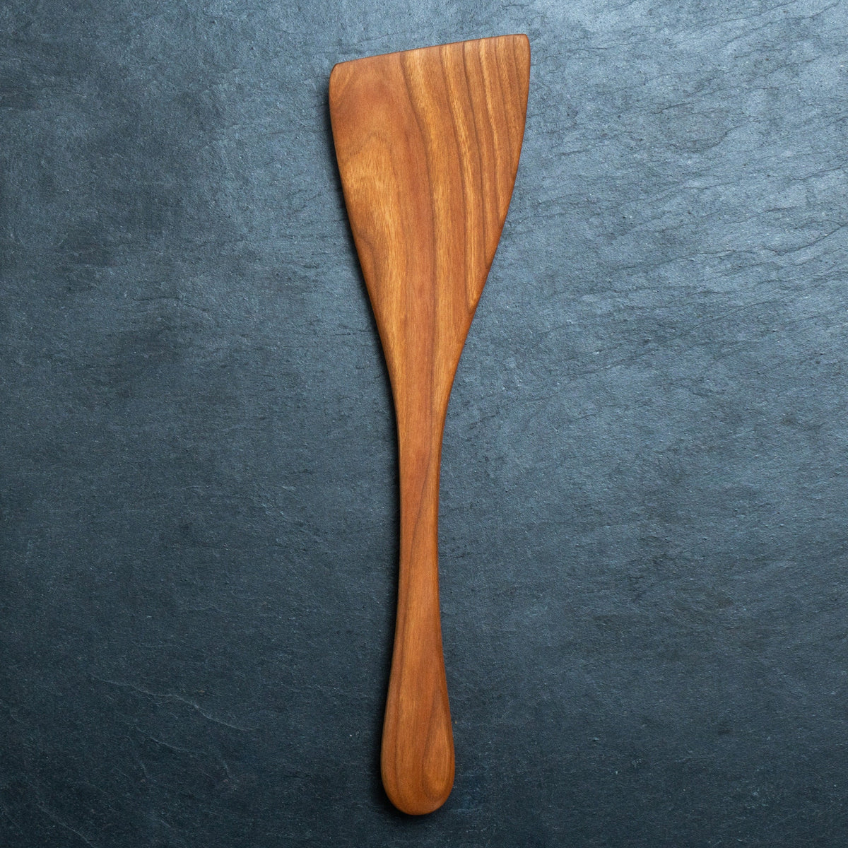 Handmade Wooden Turner - 12” Cooking Paddle, Hand Carved Spatula, Angled Wood Spatula - Right and Left Handed