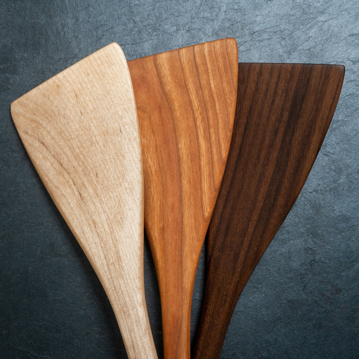 Handmade Wooden Turner - 12” Cooking Paddle, Hand Carved Spatula, Angled Wood Spatula - Right and Left Handed