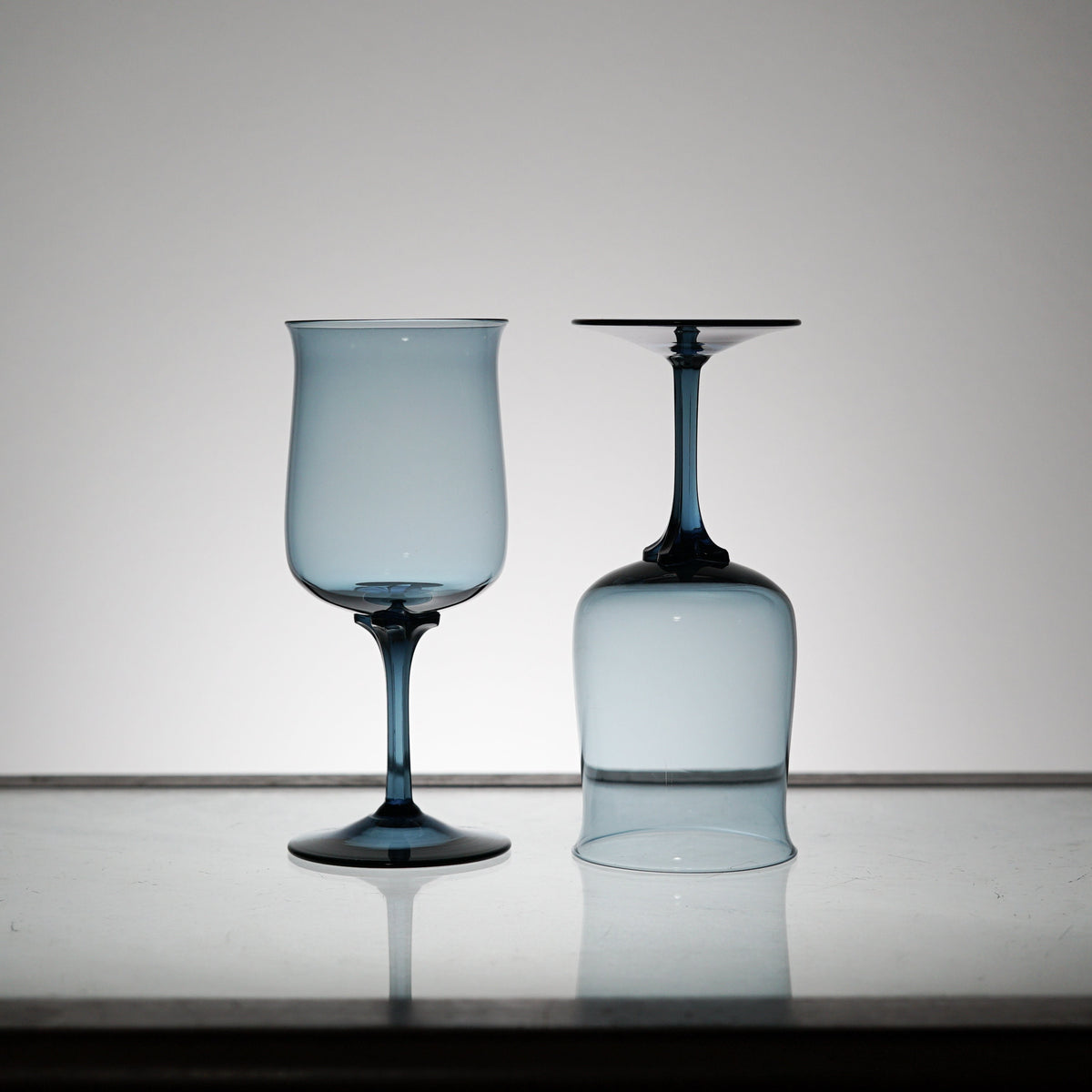 Blue Crystal Glass Set of 5, Wine Glasses, Stemware