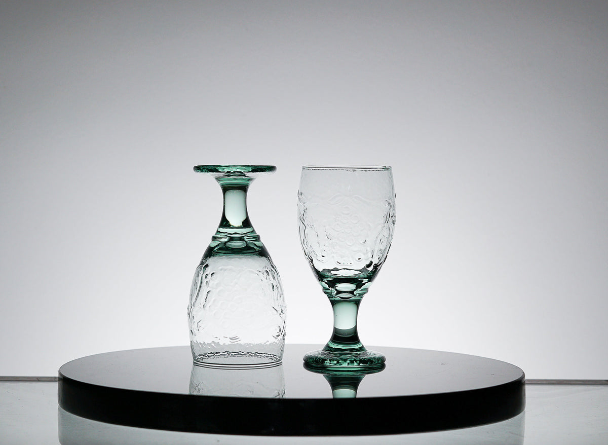 Vintage Textured Green Glass Set of 4, Whiskey Tumbler Glasses, Cocktail Glass, Scotch Glass, Lowball Glass Barware, Retro Barware