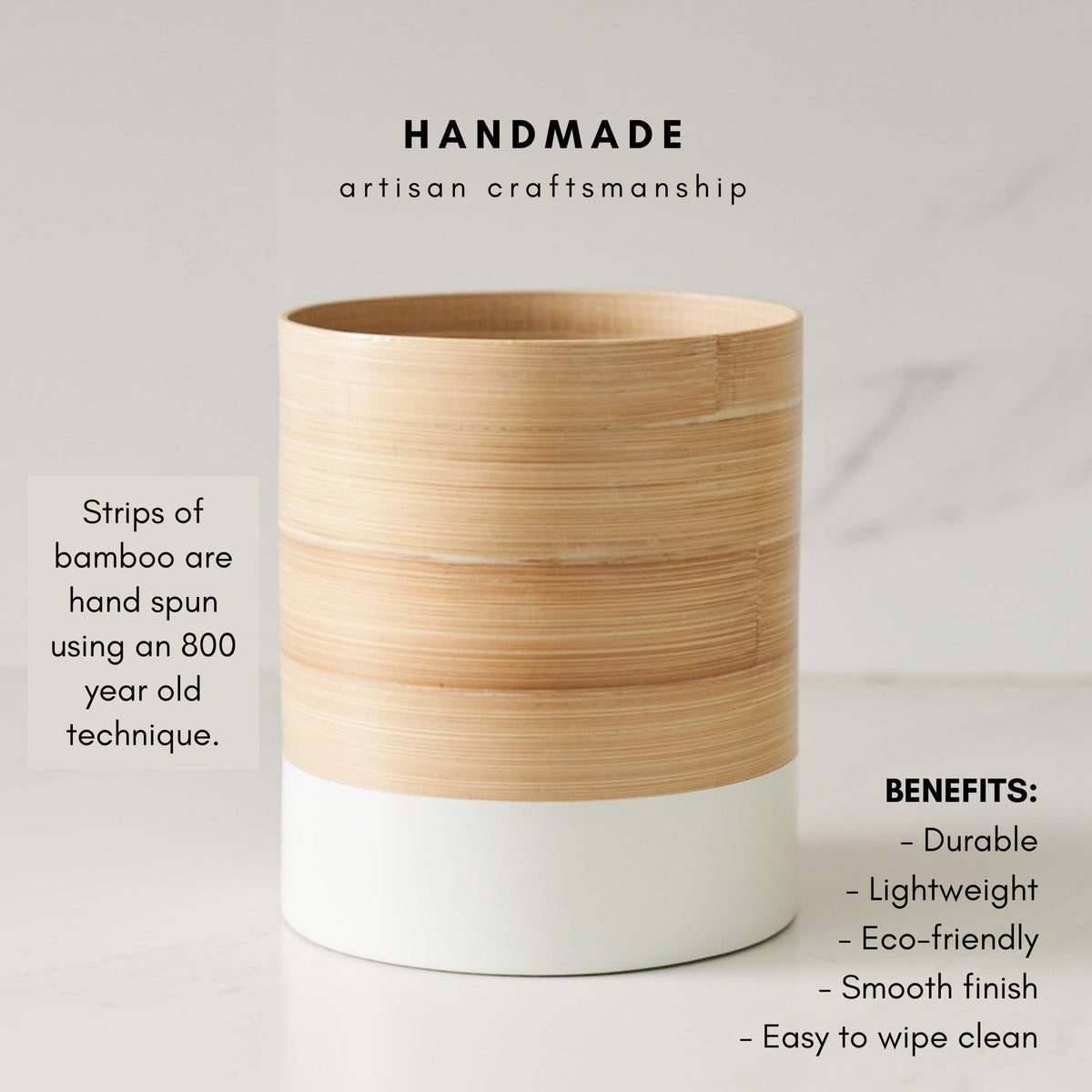 Spun Bamboo Kitchen Utensil Holder: Modern Countertop Organizer