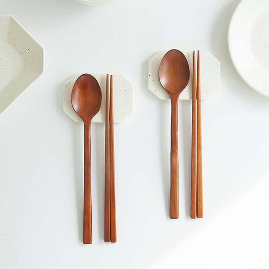 Wooden Spoon and Chopstick Set for 4