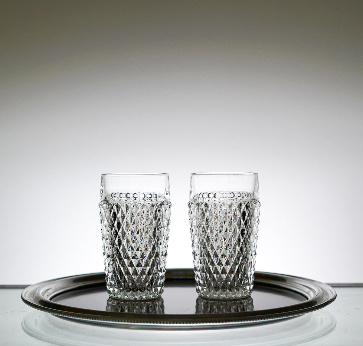 Textured Glass Set of 2, Vintage Glassware Set, Water Glasses, Iced Tea Glasses