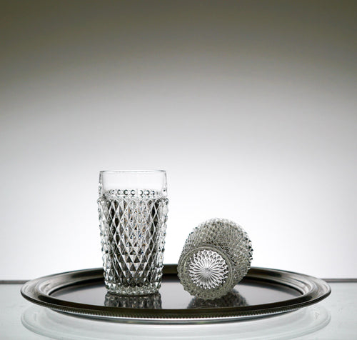 Textured Glass Set of 2, Vintage Glassware Set, Water Glasses, Iced Tea Glasses