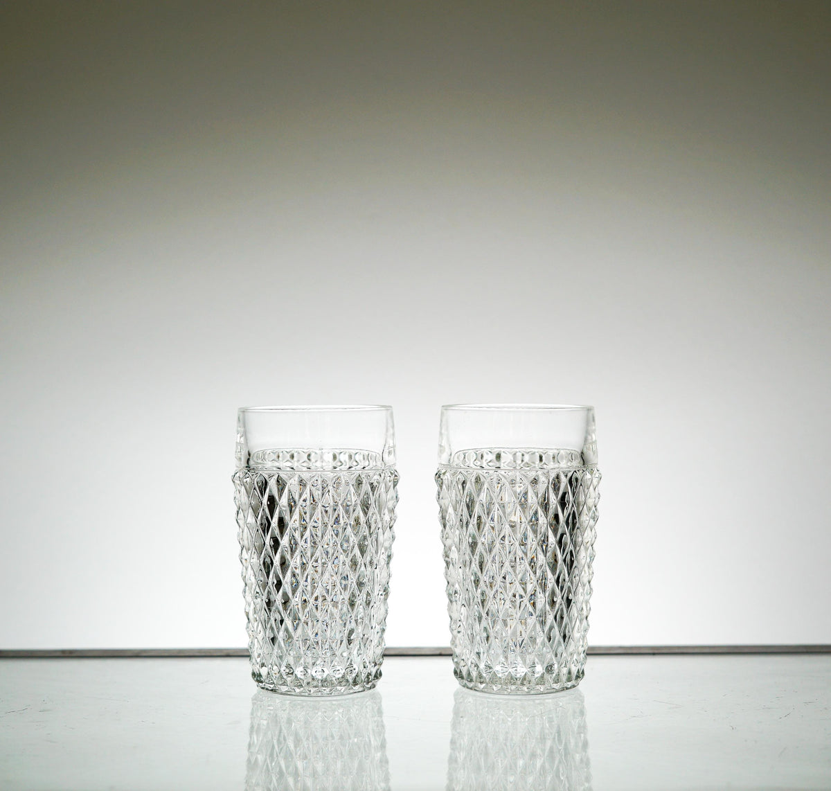 Textured Glass Set of 2, Vintage Glassware Set, Water Glasses, Iced Tea Glasses