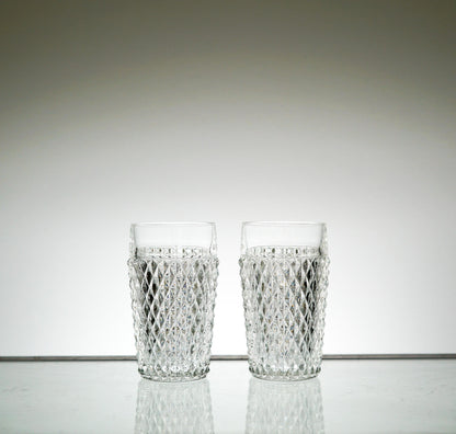 Textured Glass Set of 2, Vintage Glassware Set, Water Glasses, Iced Tea Glasses
