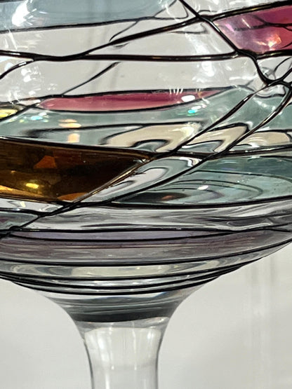 K&K Styling Brandy Snifters – Pair of West German Art Glass – Swirl and Ribbon Design – Mid-Century Modern Barware