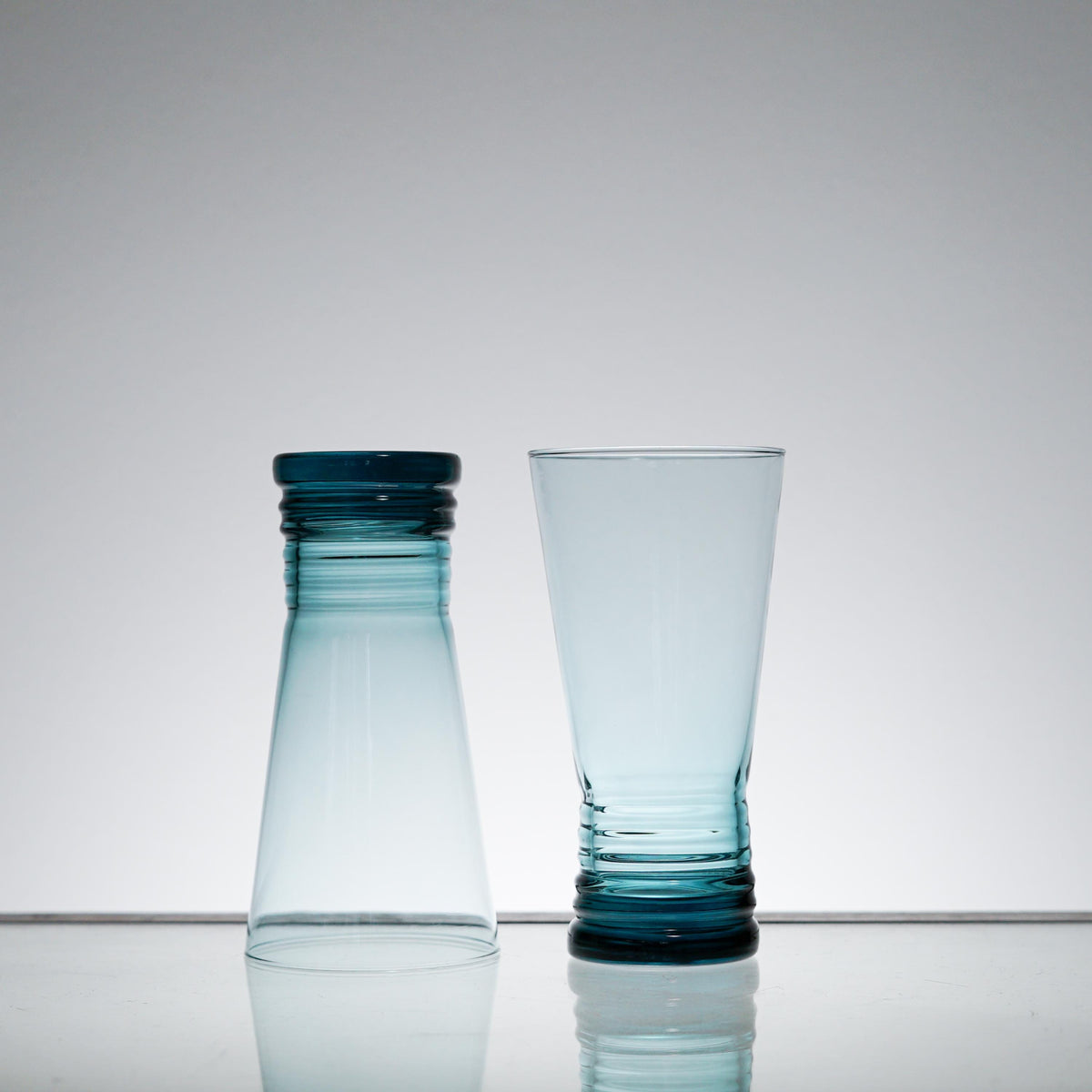Vintage Highball Blue Glass Set of 5 or 6, Whiskey Tumbler Glasses, Cocktail Glass, Scotch Glass Set, Lowball, Retro Barware