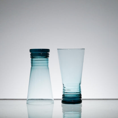 Vintage Highball Blue Glass Set of 5 or 6, Whiskey Tumbler Glasses, Cocktail Glass, Scotch Glass Set, Lowball, Retro Barware