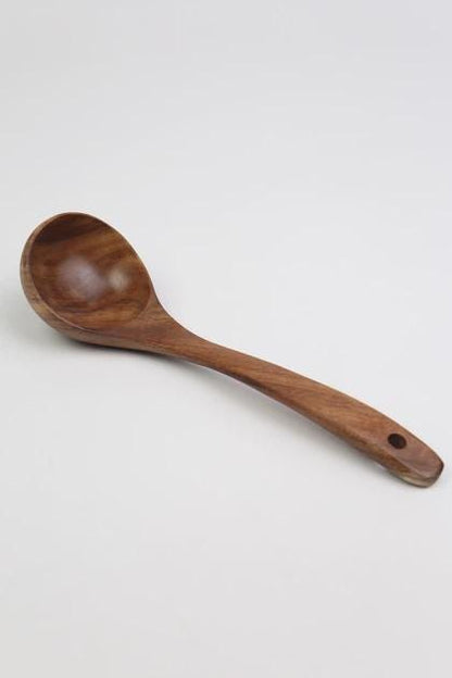Acacia Wood Kitchen Utensil Set of 7, Wooden Spoons for Cooking, Non-Stick Spatula Set