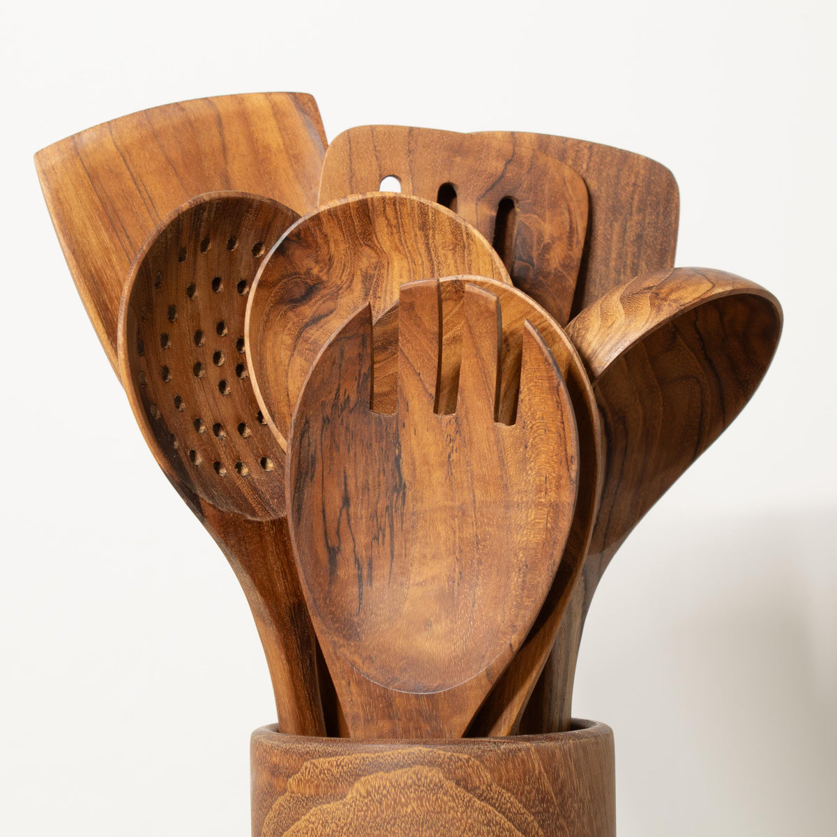 Teak Kitchen Utensil Set: Wood Spoons and Spatulas