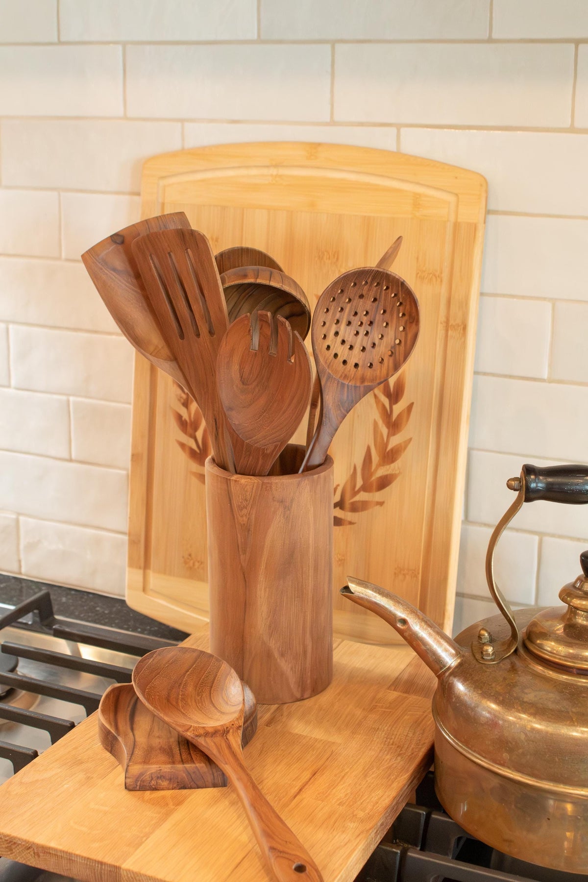Teak Kitchen Utensil Set: Wood Spoons and Spatulas