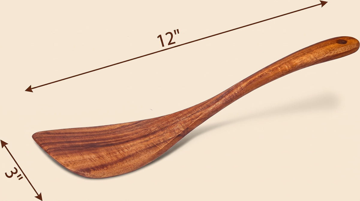 Acacia Wood Spatula, Long Handle Turner for Non-Stick Cookware