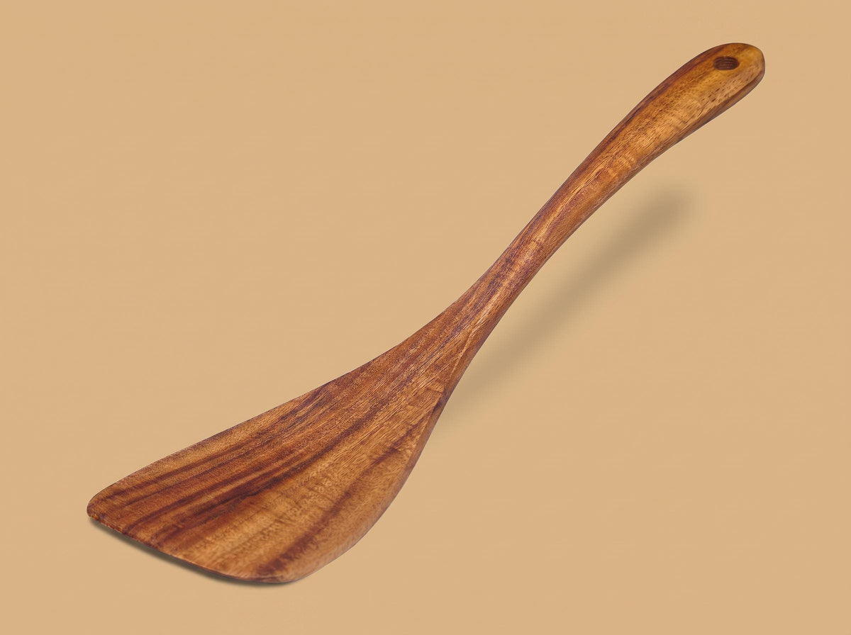 Acacia Wood Spatula, Long Handle Turner for Non-Stick Cookware