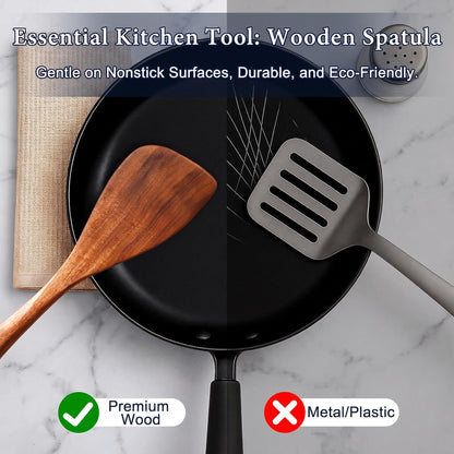 Acacia Wood Spatula, Long Handle Turner for Non-Stick Cookware