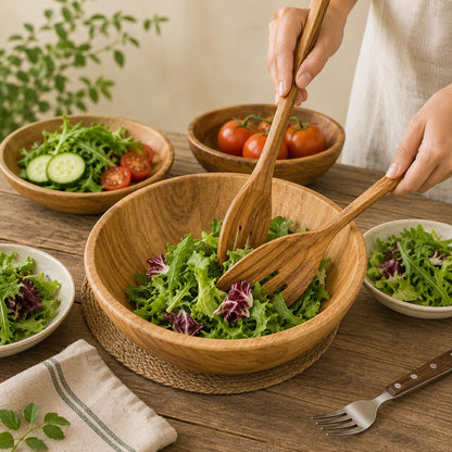 Wooden Kitchen Utensil Set, 10 Piece Wooden Cooking Tools, Natural Wood Spoons & Spatulas, Non Stick Cookware Utensils