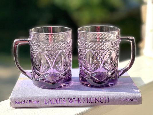 Cristal D'Arques-Durand Antique Amethyst Purple Glass Mugs Set of 2