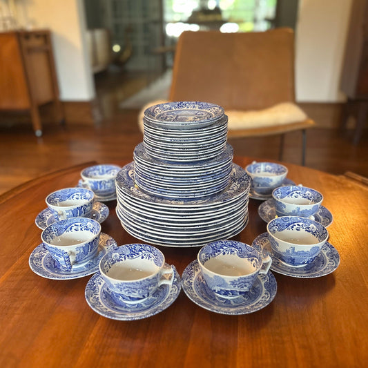 Vintage 58 Piece Spode Blue Italian Dinnerware Set
