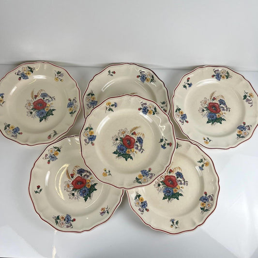 Set of 6 vintage Agreste Sarreguemines earthenware plates, 25 cm, 20th century French tableware