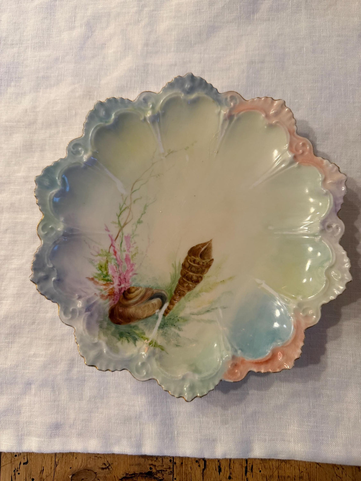 Antique set of six Austrian seafood dishes