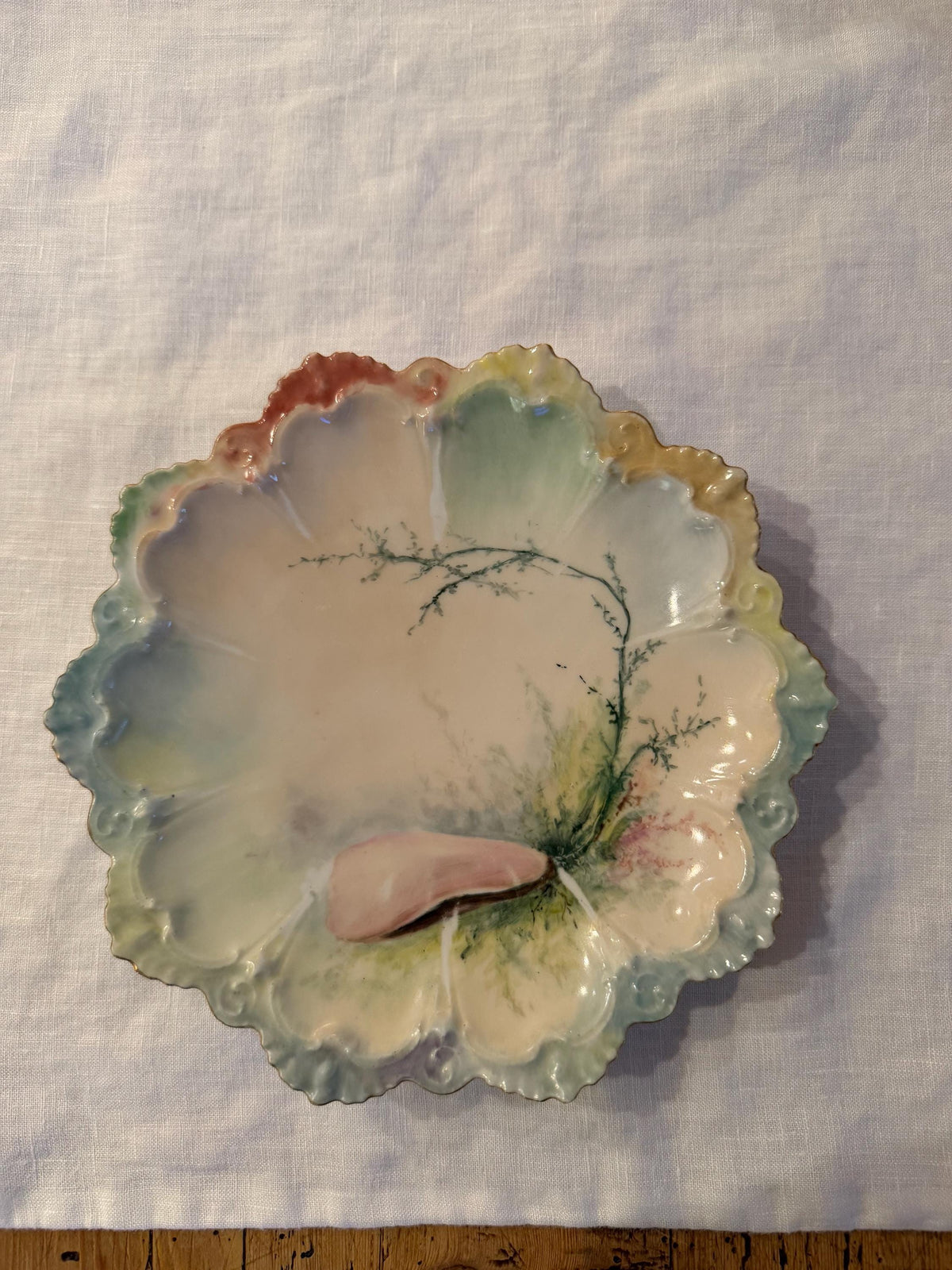 Antique set of six Austrian seafood dishes
